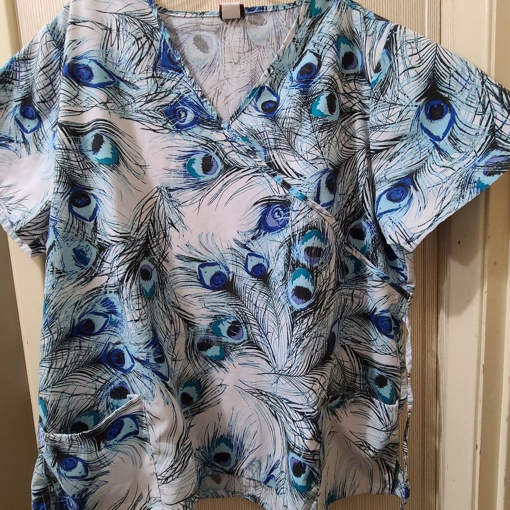 Denice Plus Size Peacock Scrub Top